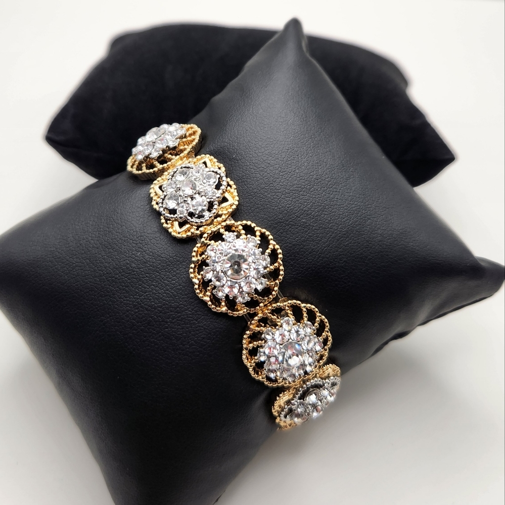 Charter Club Gold/Silver Tone Crystal Stretch Bracelet Palzzo
